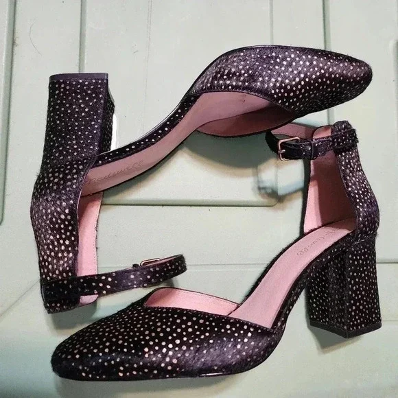 Madewell the Dove Sandal in Metallic Dot Calf Half Block High Heel Women's 10 - Picture 9 of 14